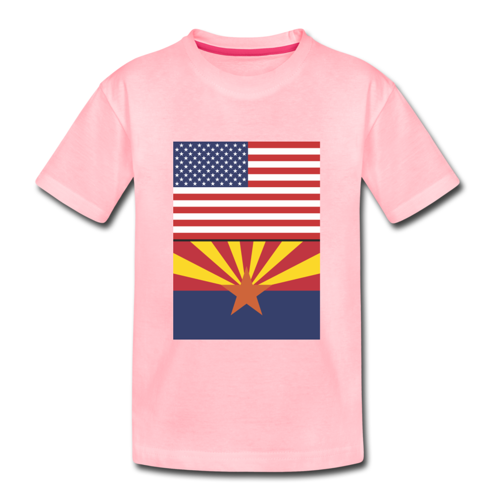 US & Arizona Flags - Kids' Premium T-Shirt - pink