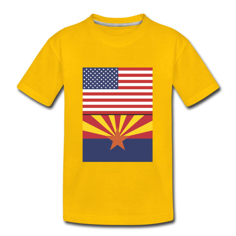 US & Arizona Flags - Kids' Premium T-Shirt - sun yellow