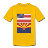 US & Arizona Flags - Kids' Premium T-Shirt - sun yellow