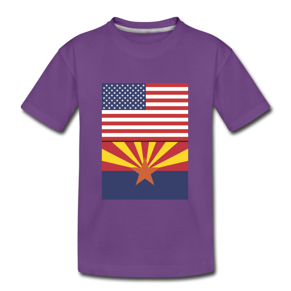 US & Arizona Flags - Kids' Premium T-Shirt - purple