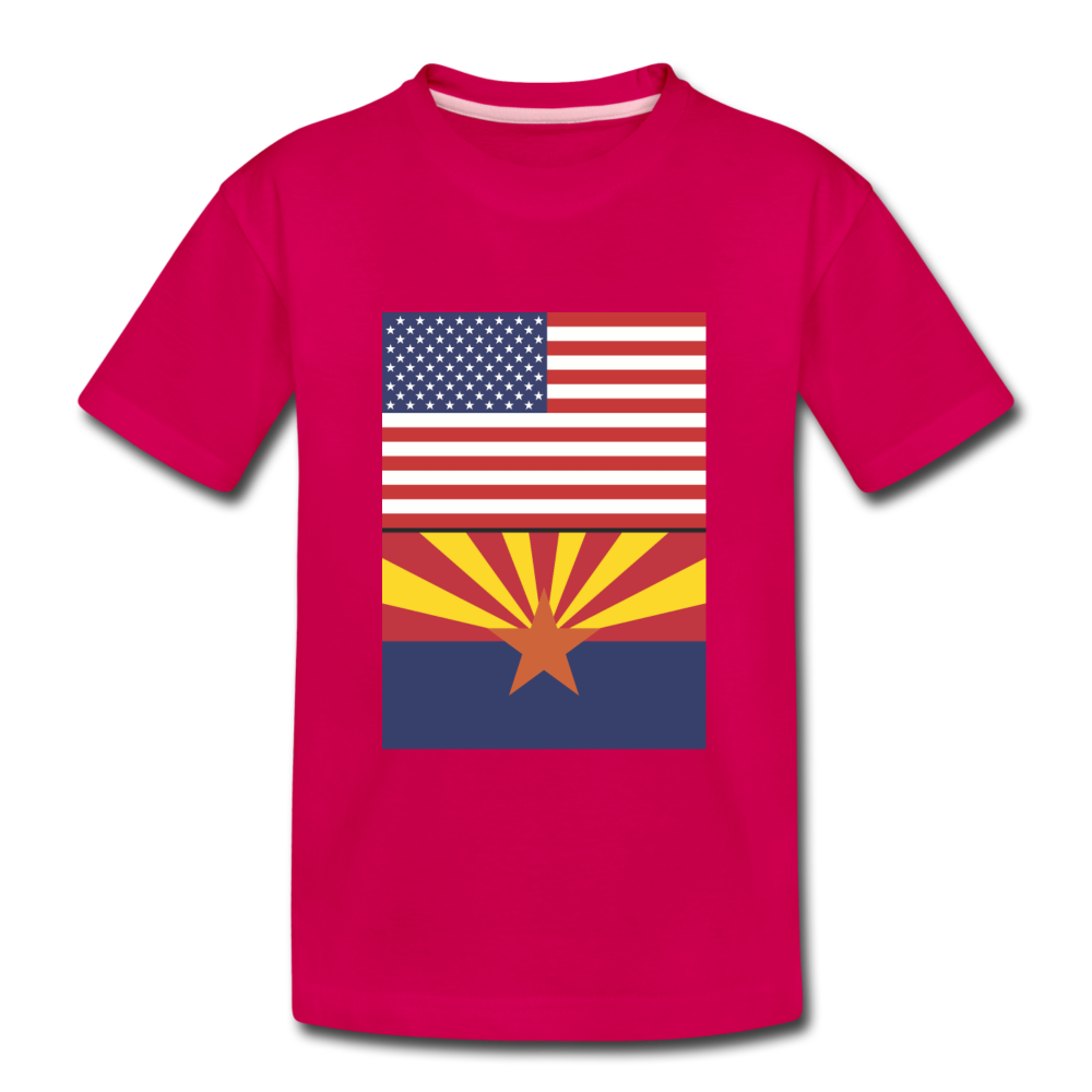 US & Arizona Flags - Kids' Premium T-Shirt - dark pink