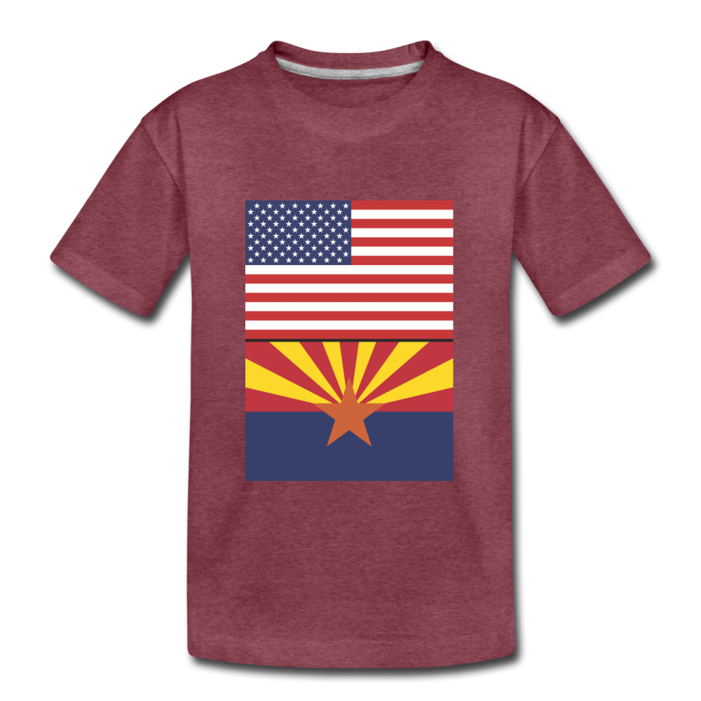 US & Arizona Flags - Kids' Premium T-Shirt - heather burgundy