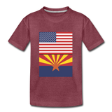 US & Arizona Flags - Kids' Premium T-Shirt - heather burgundy