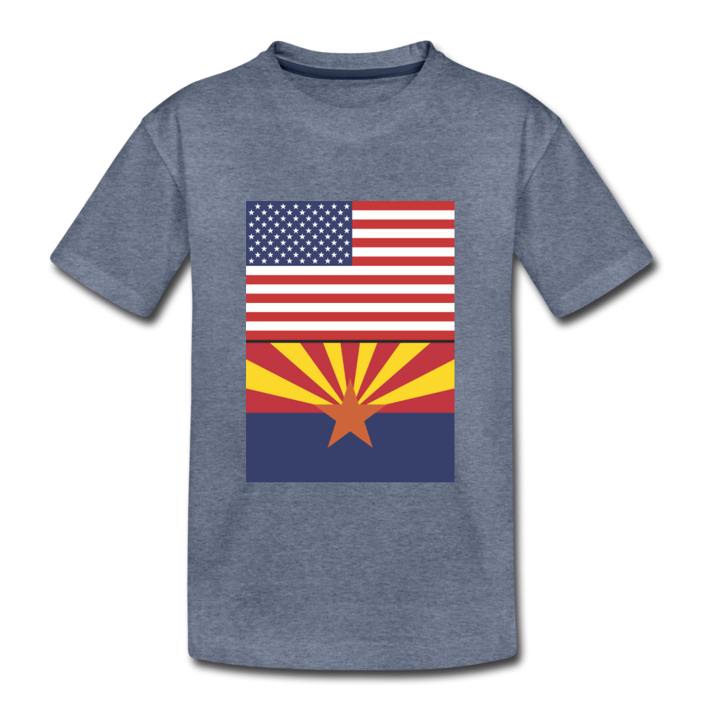 US & Arizona Flags - Kids' Premium T-Shirt - heather blue