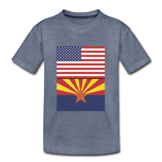 US & Arizona Flags - Kids' Premium T-Shirt - heather blue