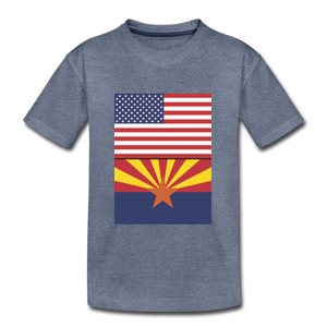 US & Arizona Flags - Kids' Premium T-Shirt - heather blue