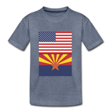 US & Arizona Flags - Kids' Premium T-Shirt - heather blue