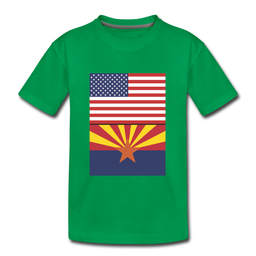 US & Arizona Flags - Kids' Premium T-Shirt - kelly green