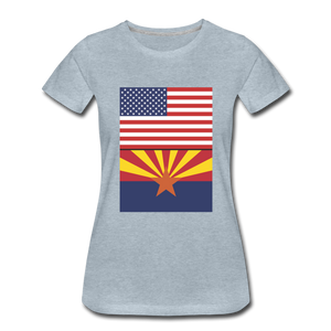 US & Arizona Flags - Women’s Premium T-Shirt - heather ice blue
