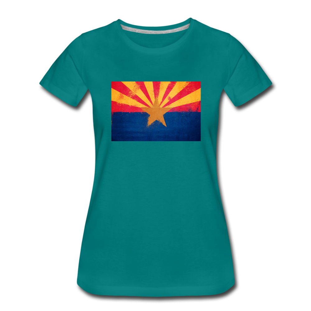 Arizona Grunge Flag - Women’s Premium T-Shirt - teal