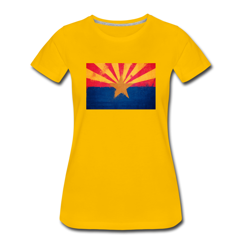 Arizona Grunge Flag - Women’s Premium T-Shirt - sun yellow