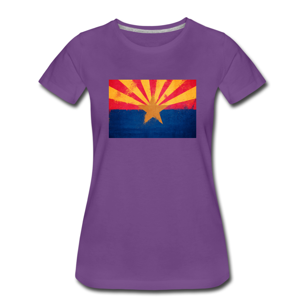 Arizona Grunge Flag - Women’s Premium T-Shirt - purple