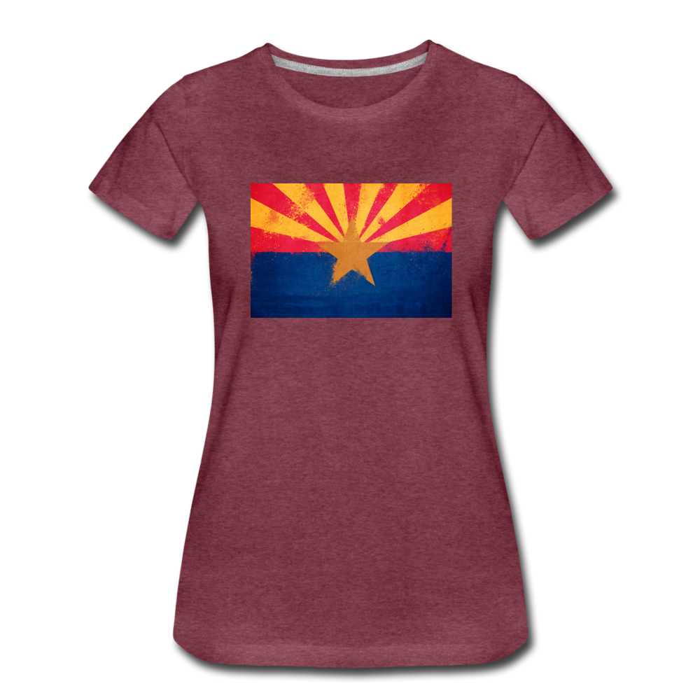 Arizona Grunge Flag - Women’s Premium T-Shirt - heather burgundy