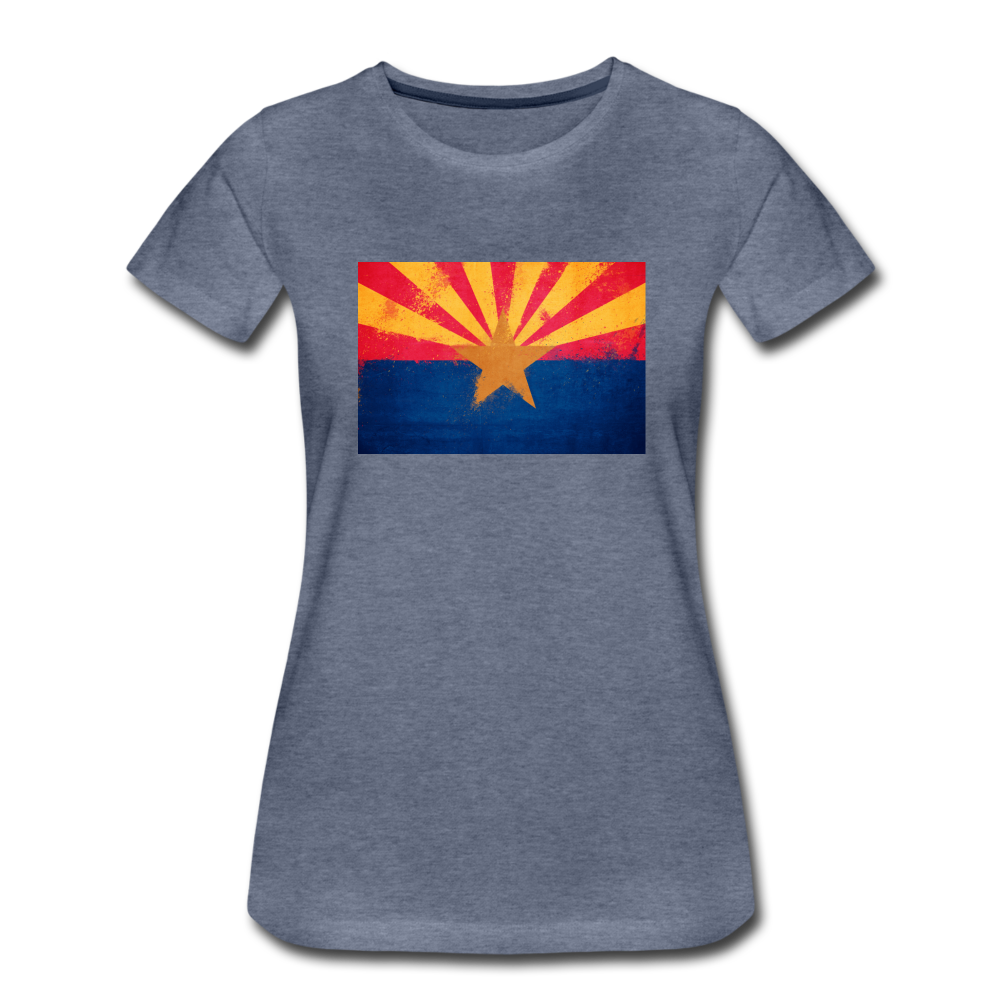 Arizona Grunge Flag - Women’s Premium T-Shirt - heather blue