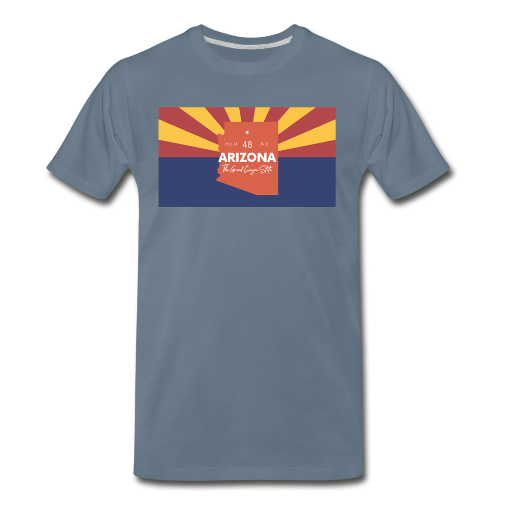 Arizona Info Map - Men's Premium T-Shirt - steel blue