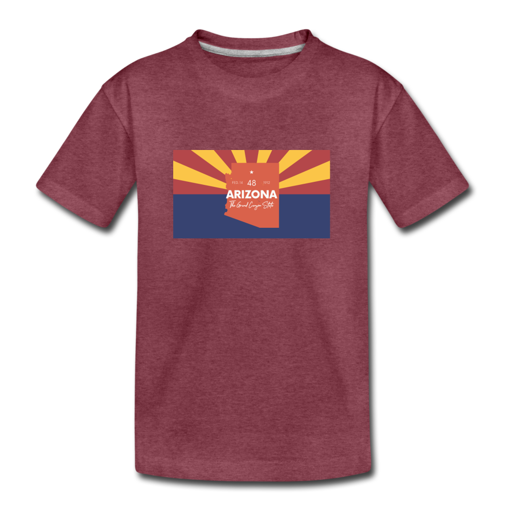 Arizona Info Map - Kids' Premium T-Shirt - heather burgundy