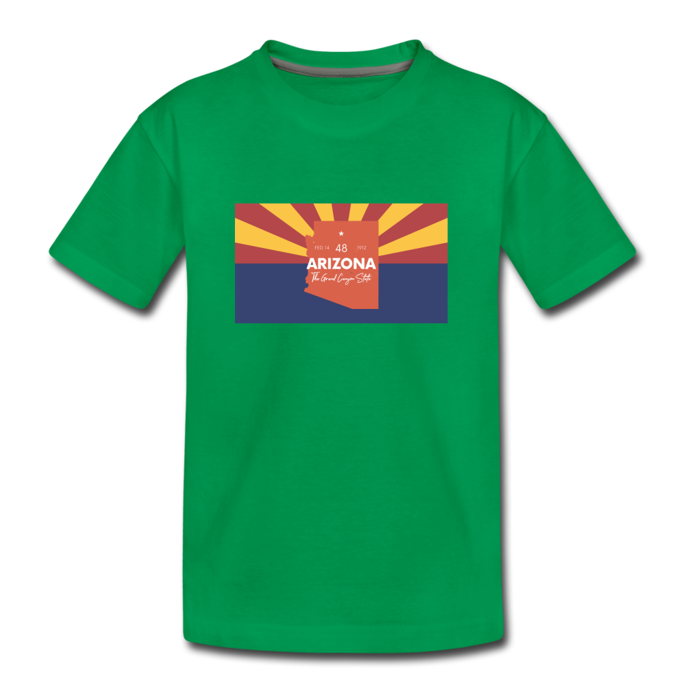 Arizona Info Map - Kids' Premium T-Shirt - kelly green