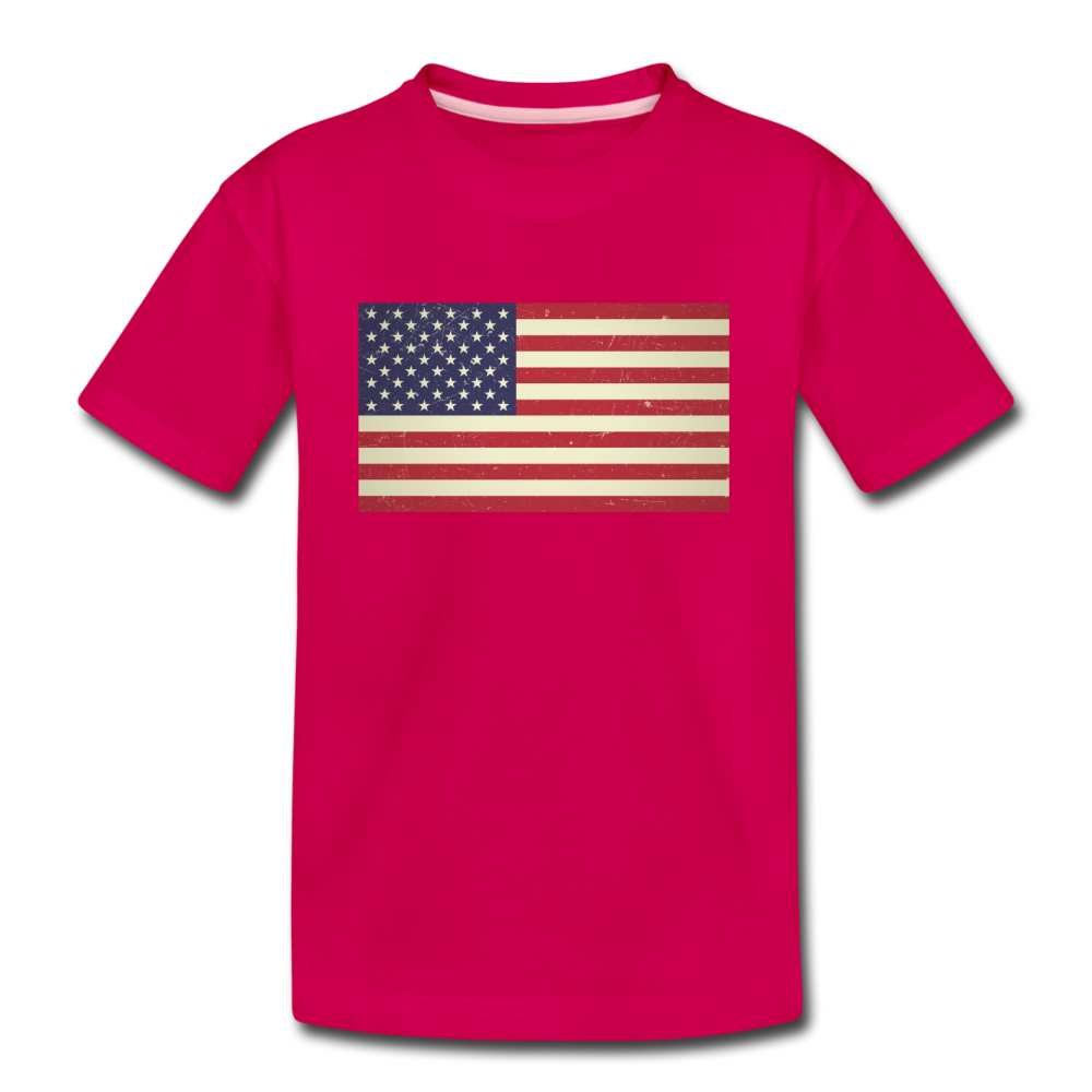 Vintage US Flag - Kids' Premium T-Shirt - dark pink