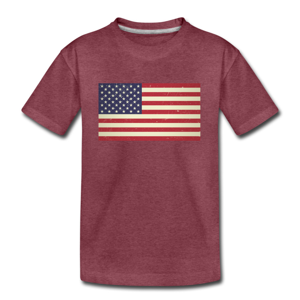 Vintage US Flag - Kids' Premium T-Shirt - heather burgundy