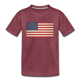 Vintage US Flag - Kids' Premium T-Shirt - heather burgundy