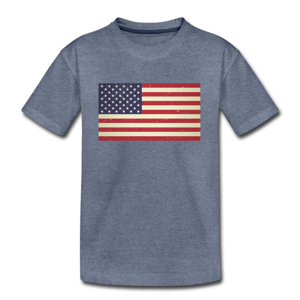 Vintage US Flag - Kids' Premium T-Shirt - heather blue