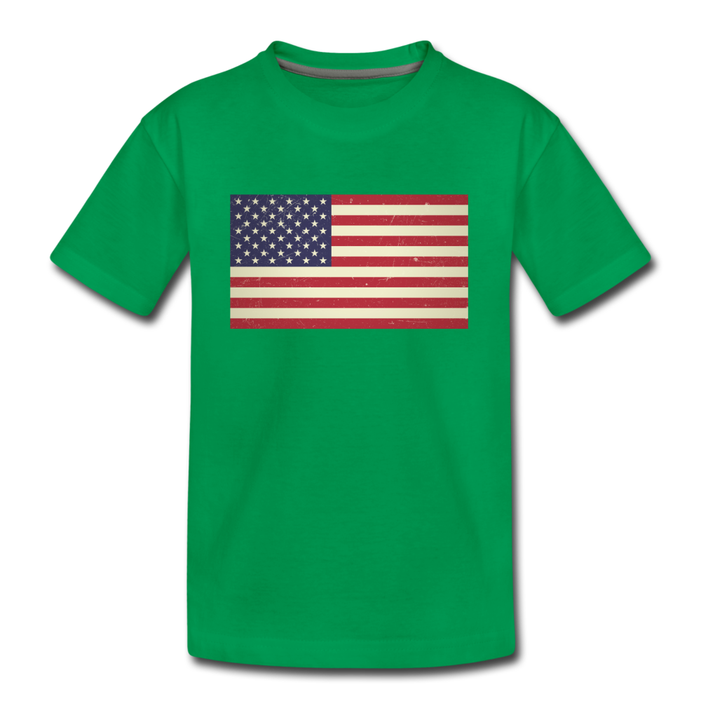 Vintage US Flag - Kids' Premium T-Shirt - kelly green