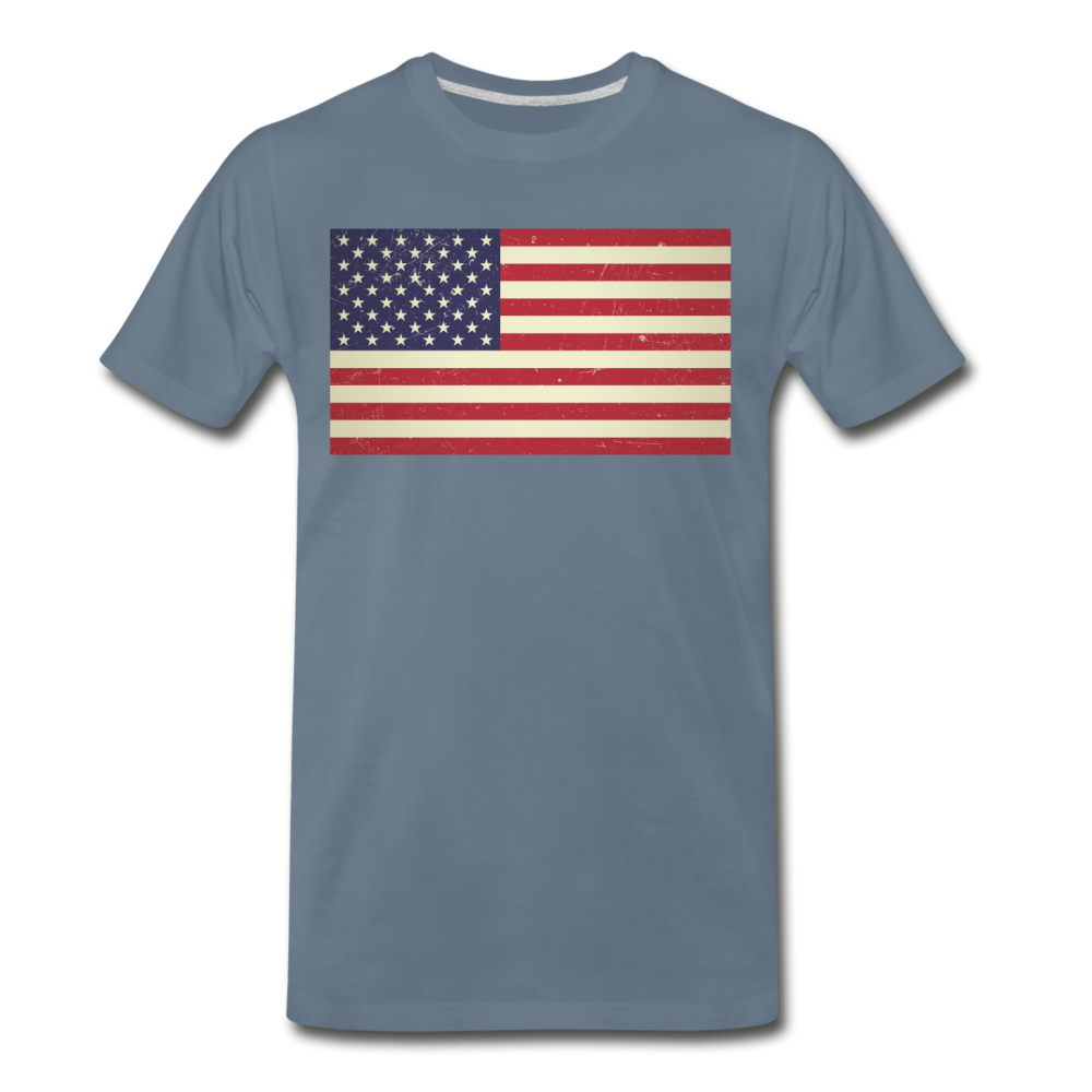 Vintage US Flag - Men's Premium T-Shirt - steel blue