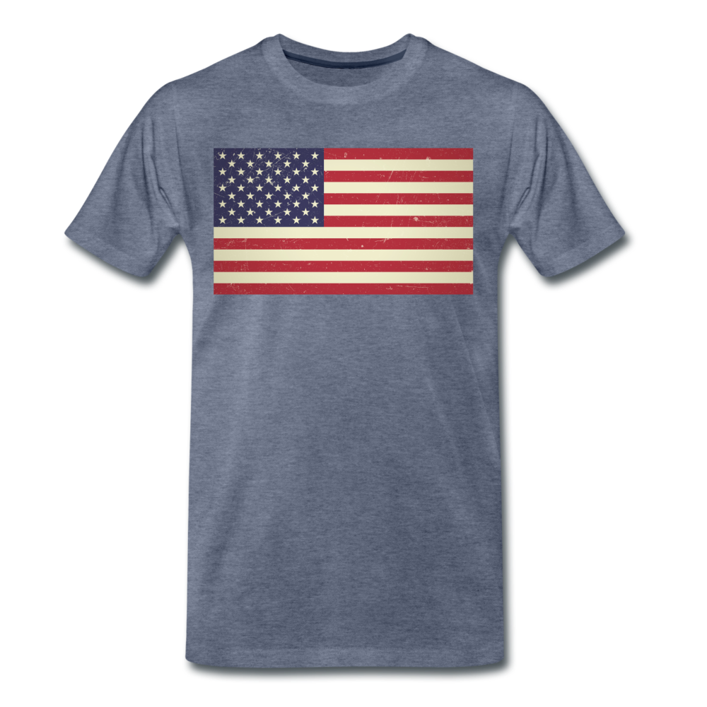 Vintage US Flag - Men's Premium T-Shirt - heather blue