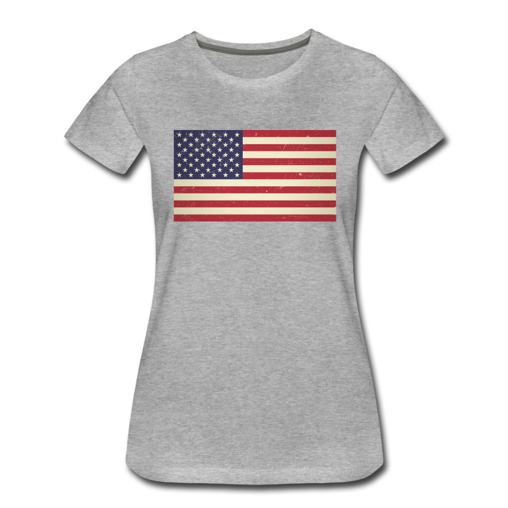 Vintage US Flag - Women’s Premium T-Shirt - heather gray