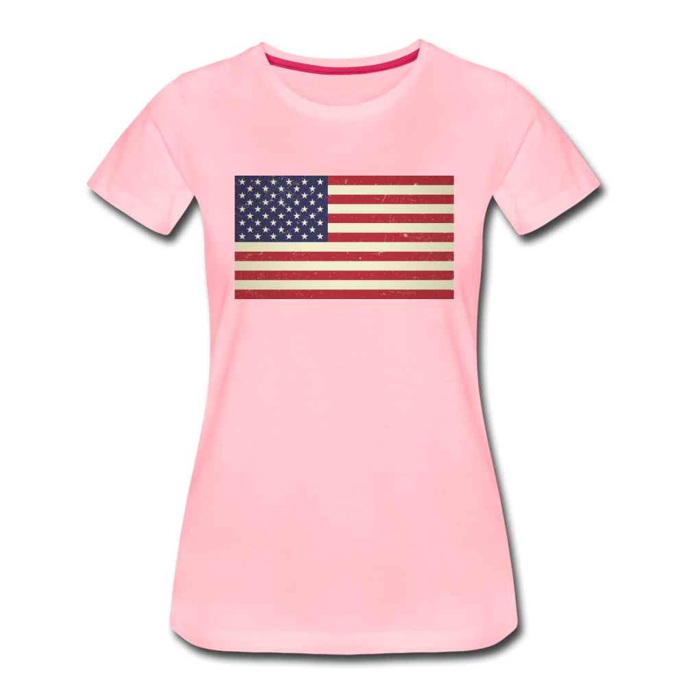 Vintage US Flag - Women’s Premium T-Shirt - pink