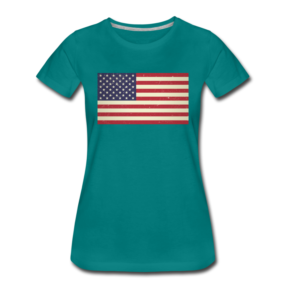 Vintage US Flag - Women’s Premium T-Shirt - teal