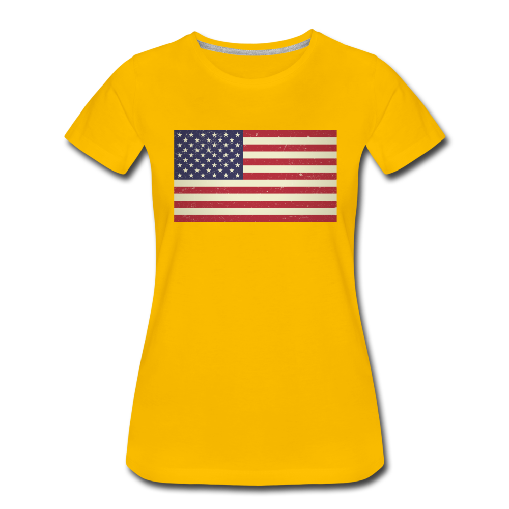 Vintage US Flag - Women’s Premium T-Shirt - sun yellow