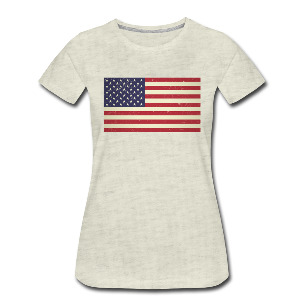 Vintage US Flag - Women’s Premium T-Shirt - heather oatmeal