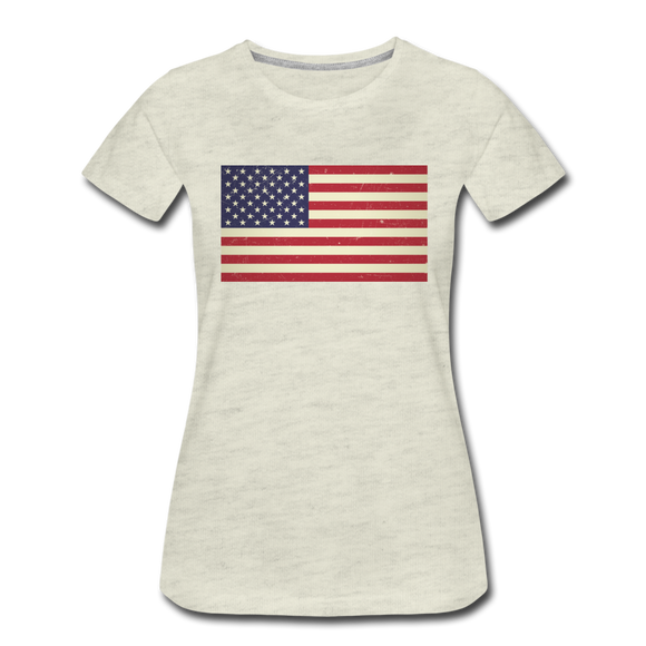 Vintage US Flag - Women’s Premium T-Shirt - heather oatmeal
