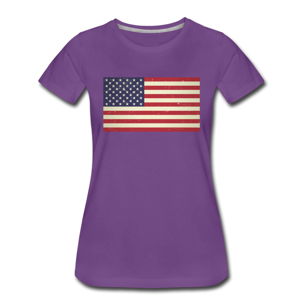 Vintage US Flag - Women’s Premium T-Shirt - purple