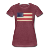 Vintage US Flag - Women’s Premium T-Shirt - heather burgundy