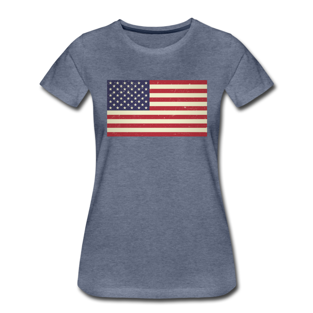 Vintage US Flag - Women’s Premium T-Shirt - heather blue