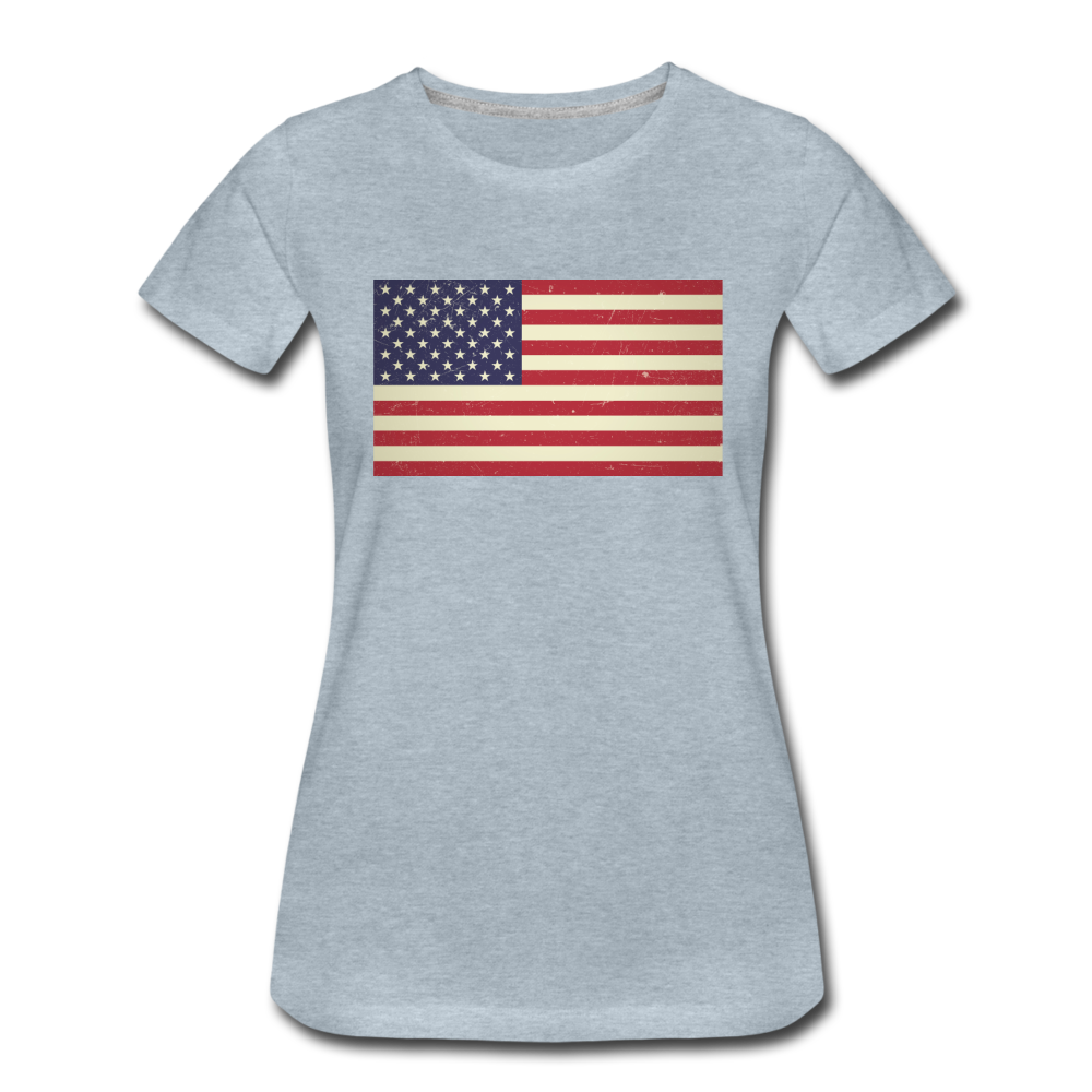 Vintage US Flag - Women’s Premium T-Shirt - heather ice blue