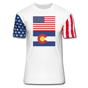 US & Colorado Flags -  Stars & Stripes T-Shirt - white
