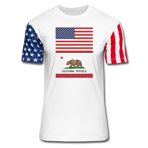 US & California Flags -  Stars & Stripes T-Shirt - white