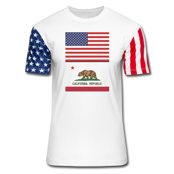 US & California Flags -  Stars & Stripes T-Shirt - white