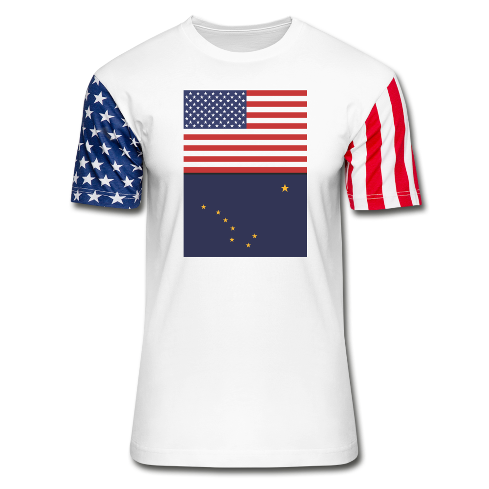 US & Alaska Flags -  Stars & Stripes T-Shirt - white