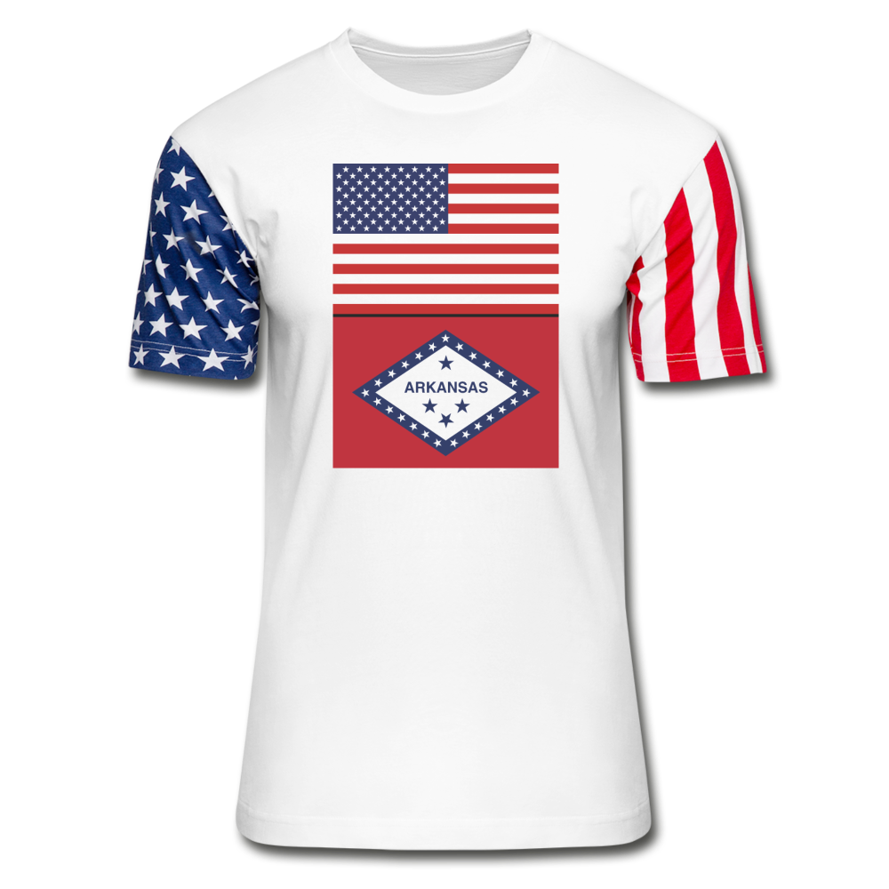 US & Arkansas Flags -  Stars & Stripes T-Shirt - white