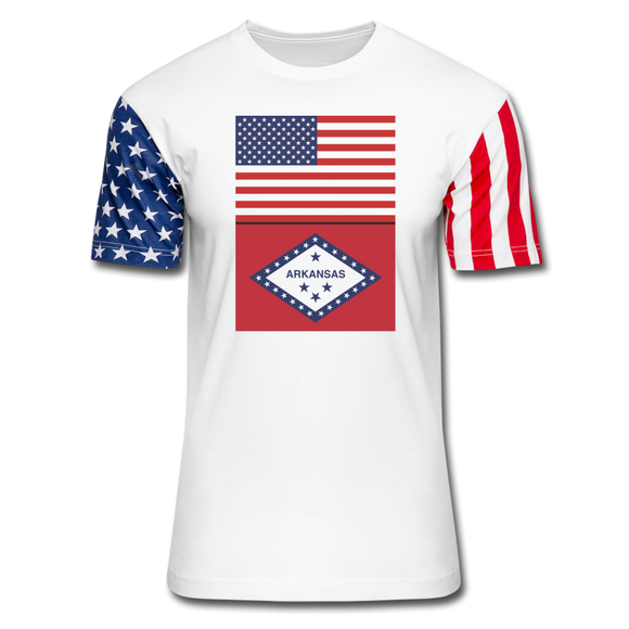 US & Arkansas Flags -  Stars & Stripes T-Shirt - white