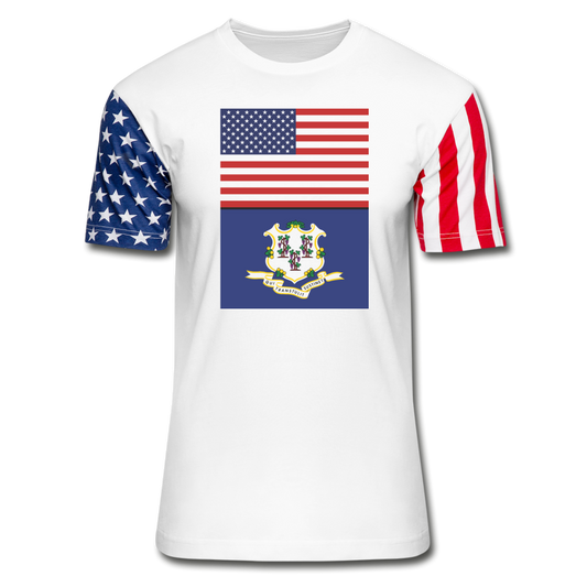 US & Connecticut Flags -  Stars & Stripes T-Shirt - white