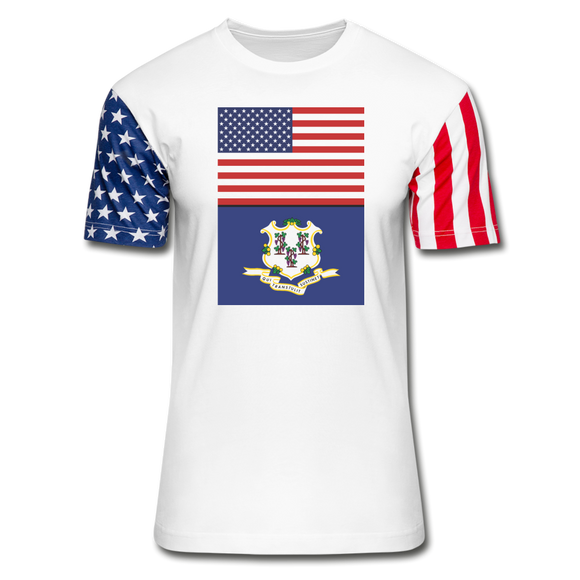 US & Connecticut Flags -  Stars & Stripes T-Shirt - white