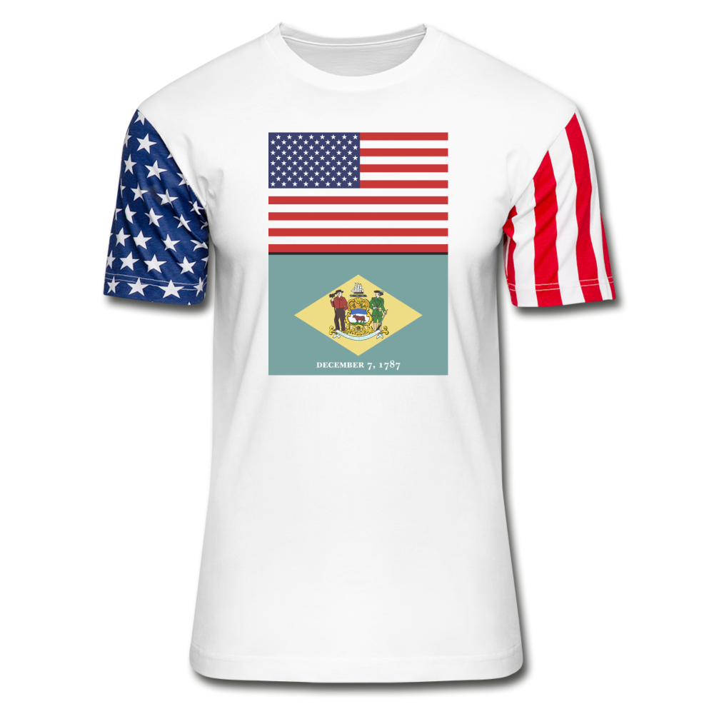 US & Delaware Flags -  Stars & Stripes T-Shirt - white