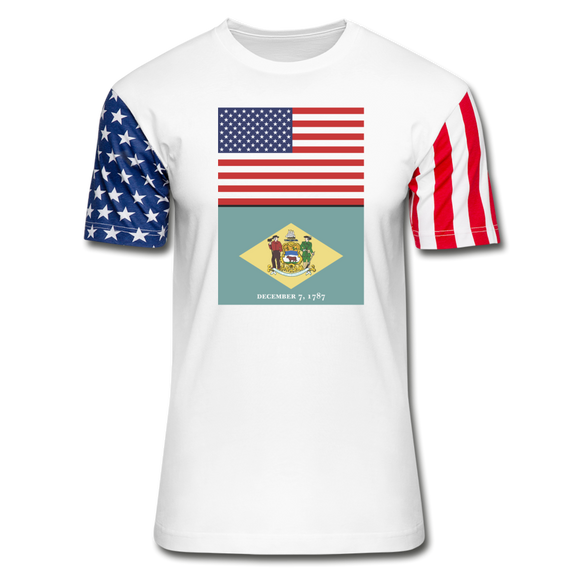 US & Delaware Flags -  Stars & Stripes T-Shirt - white