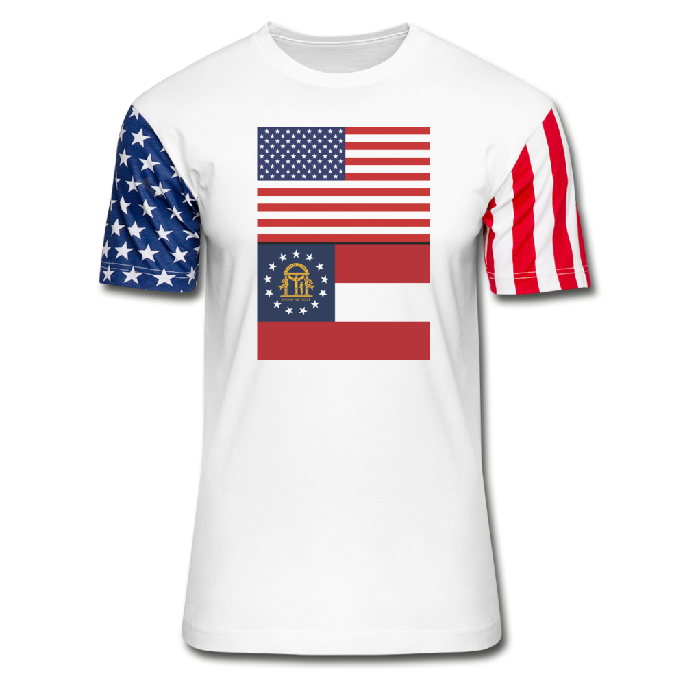 US & Georgia Flags -  Stars & Stripes T-Shirt - white