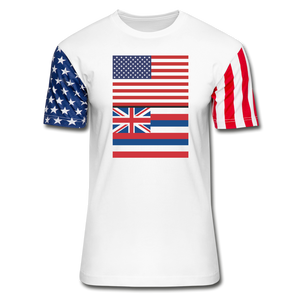 US & Hawaii Flags -  Stars & Stripes T-Shirt - white